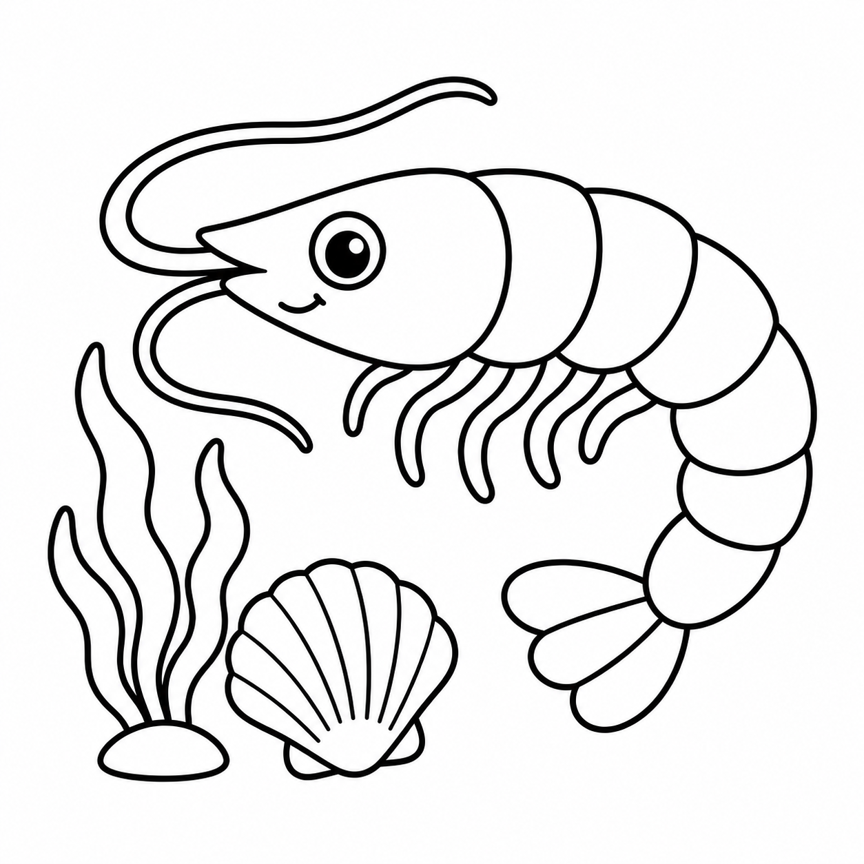 Ausmalbild: Garnele im Meer