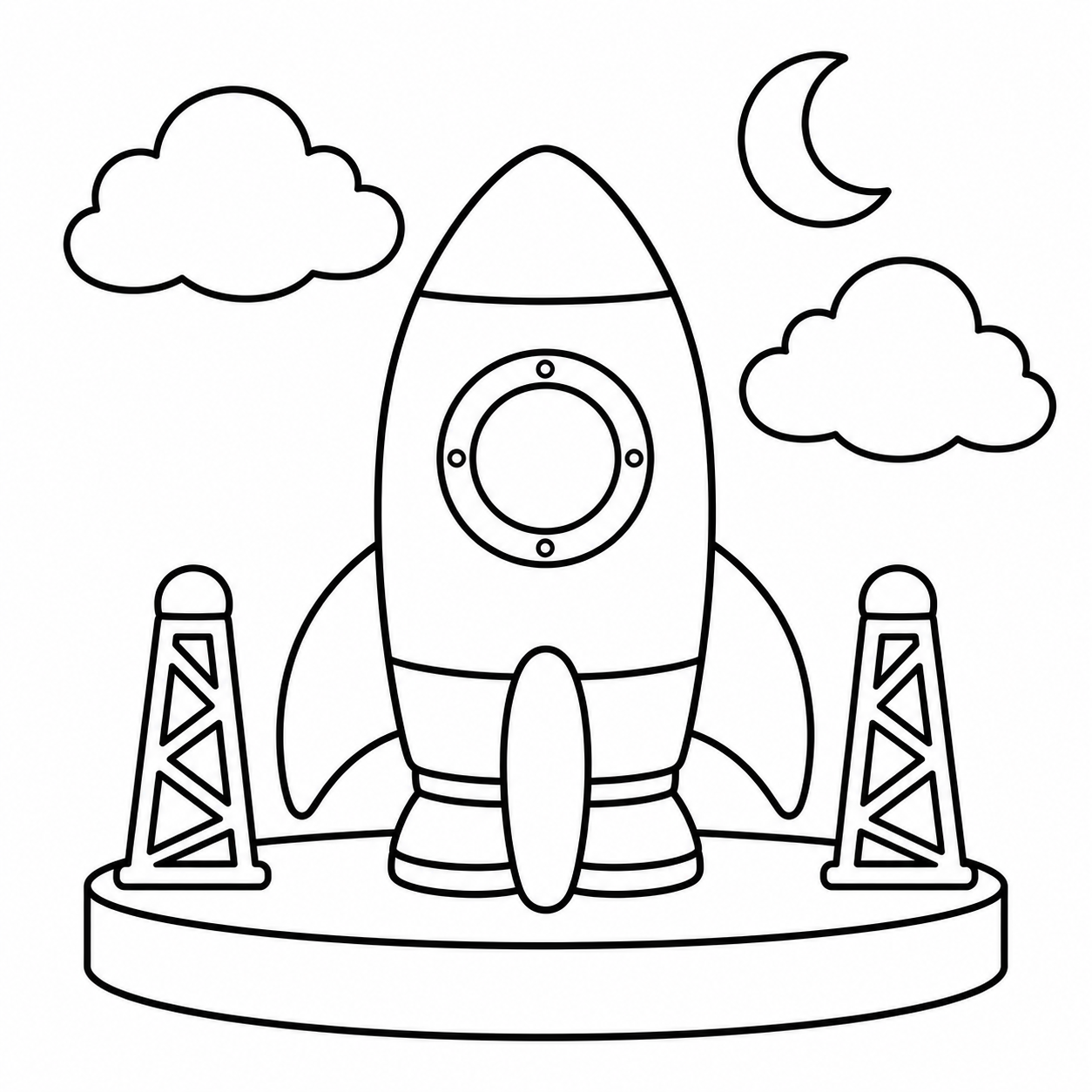 Ausmalbild: Rakete beim Start