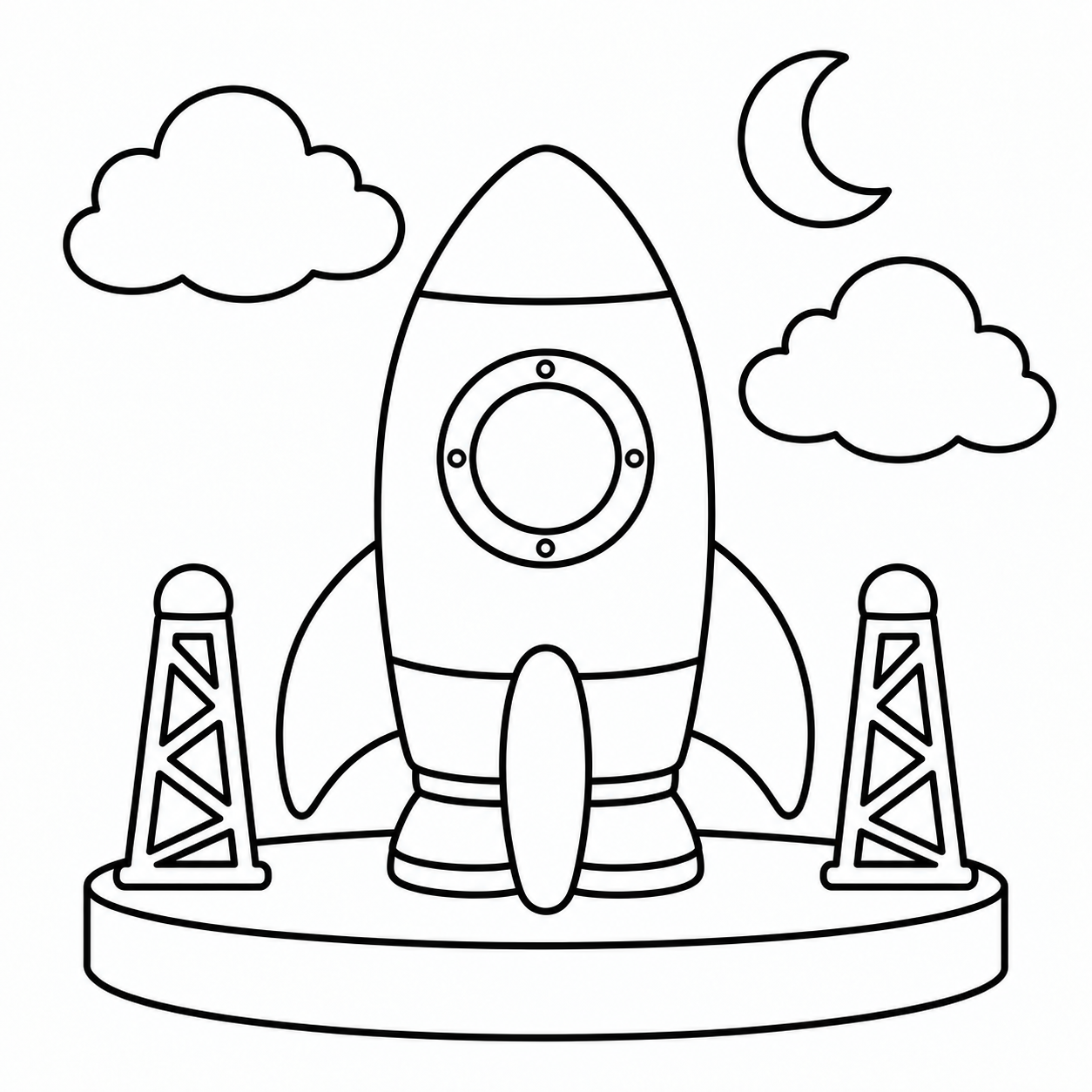 Ausmalbild: Rakete beim Start