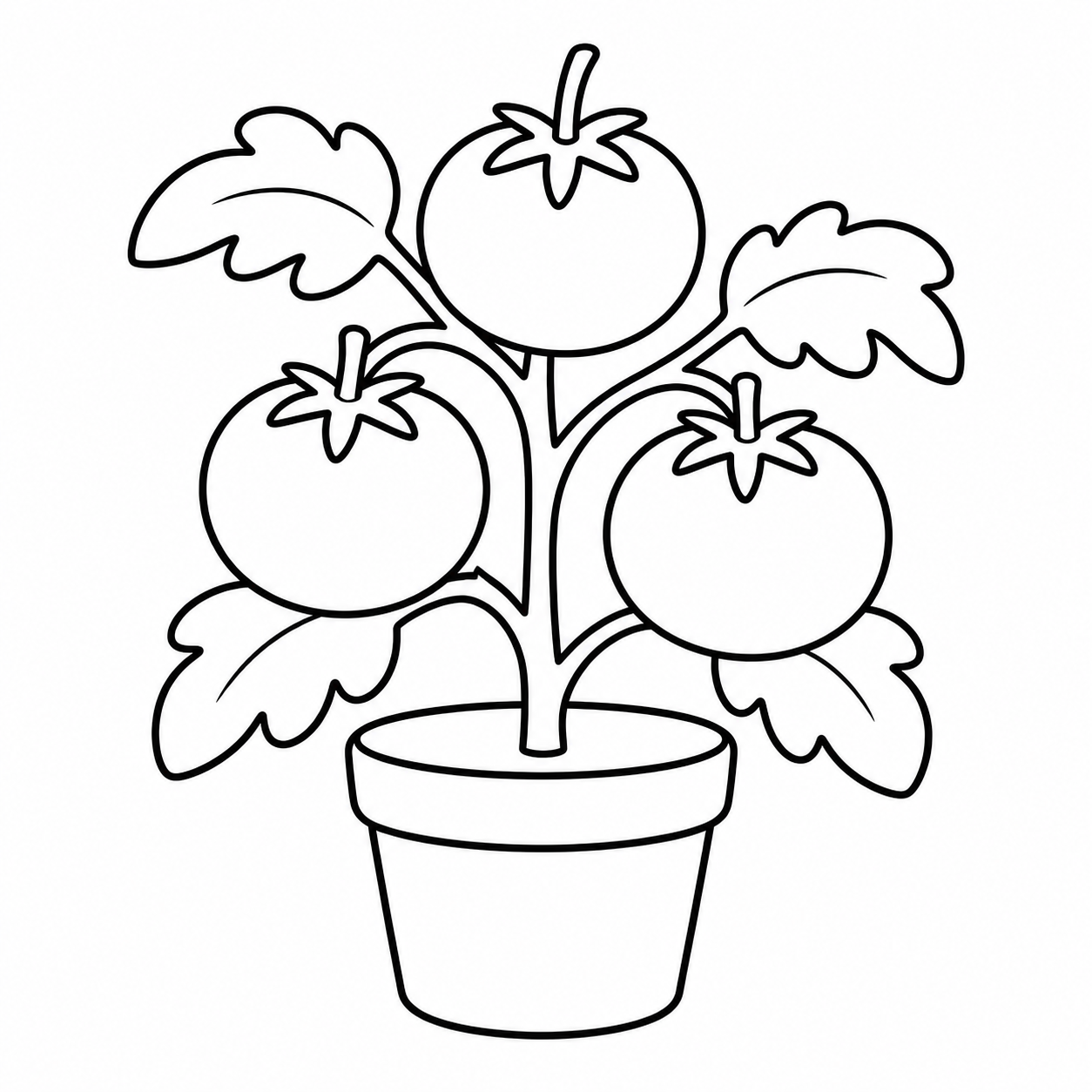 Ausmalbild: Tomaten im Topf