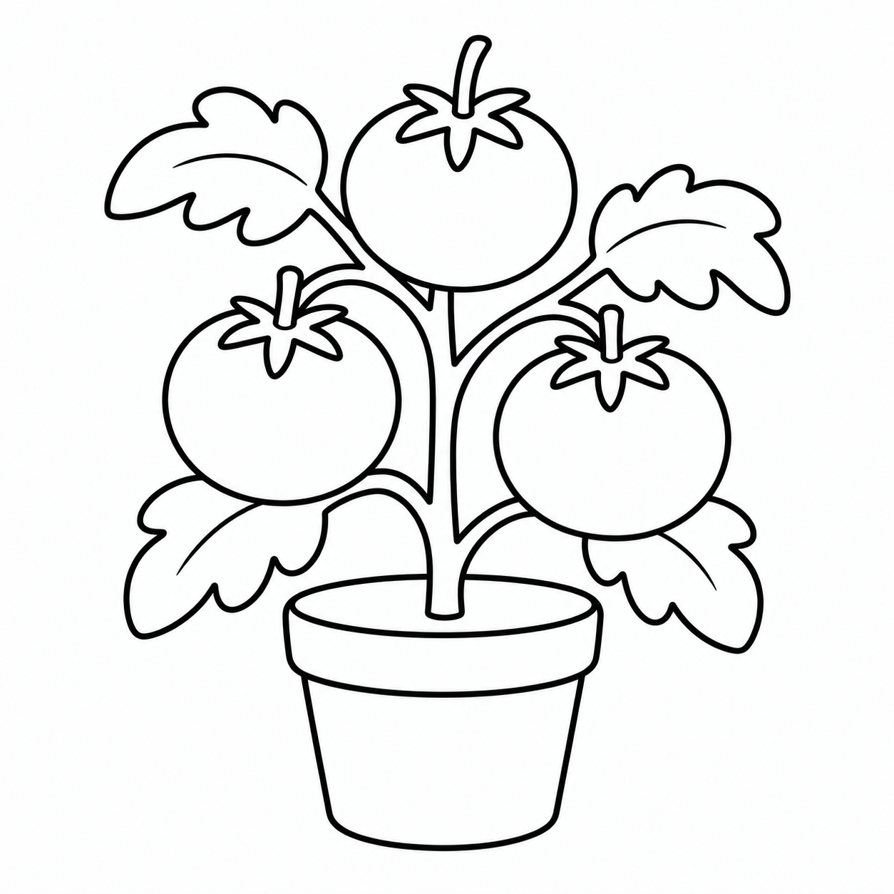 Ausmalbild: Tomaten im Topf